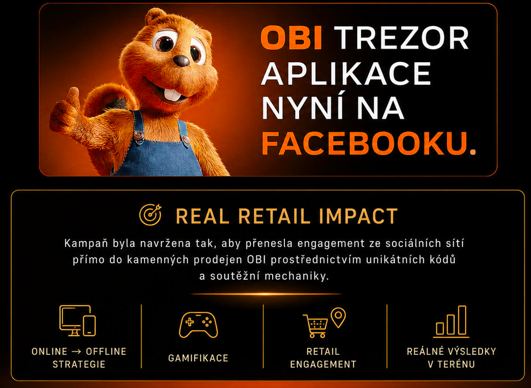 Archivní case-study materiál OBI Bobr Trezor — Real Retail Impact, online to offline strategie, gamifikace a retail engagement